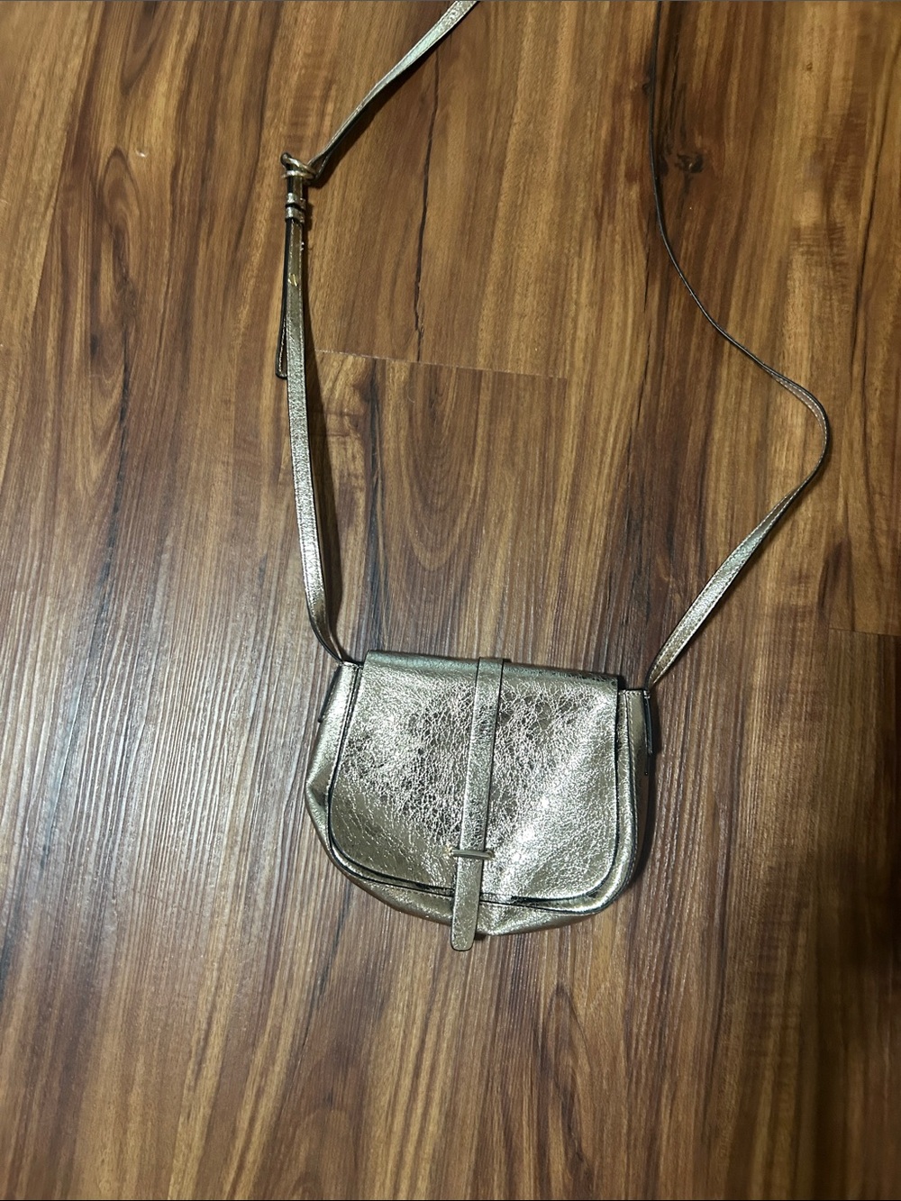 GAP Metallic Gold Crossbody Saddle Bag